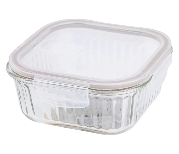 Altom Fresh Relief pojemnik z pok. kwadratowy 0,8l 16x16x7cm taupe - 1580556 - zdjęcie
